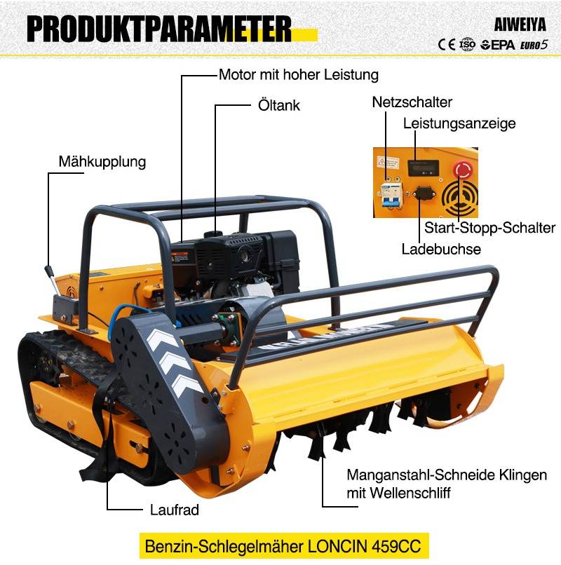 RC Mähraupe Mulcher 1000S Ferngesteuert Hybrid – Bild 5